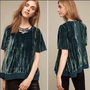 Anthropologie Maeve Velvet Swing Top